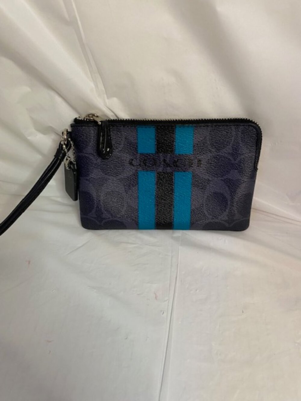 COACH Varsity Signature Denim Black Small Wallet Wristlet
